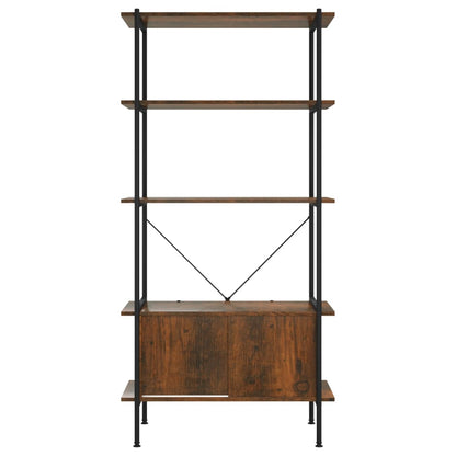 Opbergrek 5-Laags Met Kast 80X40X163 Cm Staal En Bewerkt Hout