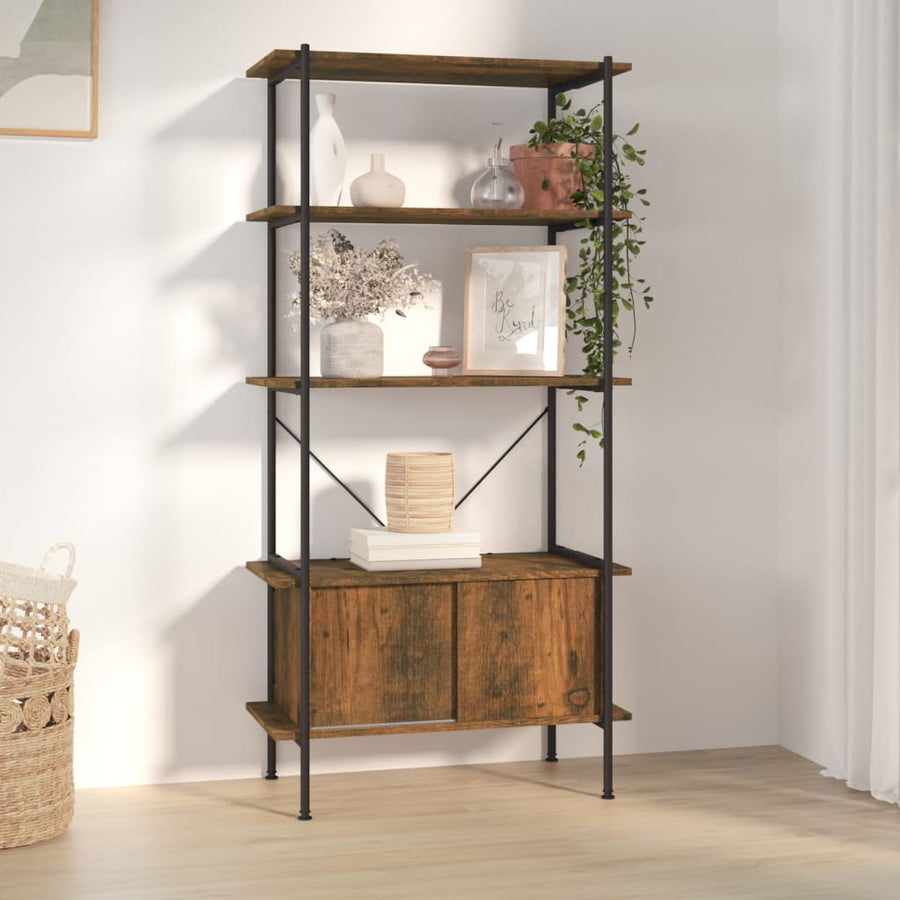 Opbergrek 5-Laags Met Kast 80X40X163 Cm Staal En Bewerkt Hout