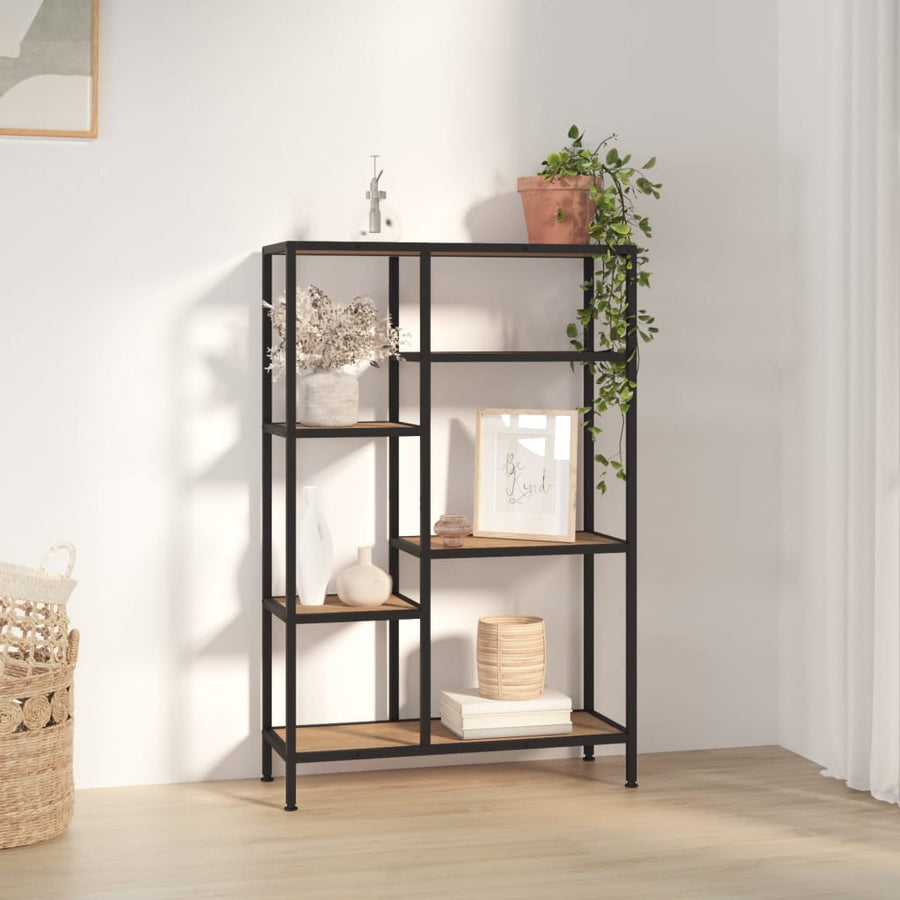 Boekenkast 80X30X120 Cm Staal En Bewerkt Hout