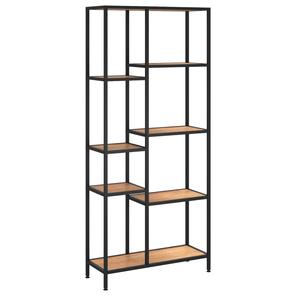 Boekenkast Staal En Bewerkt Hout 80 x 30 x 180 cm Lichtbruin