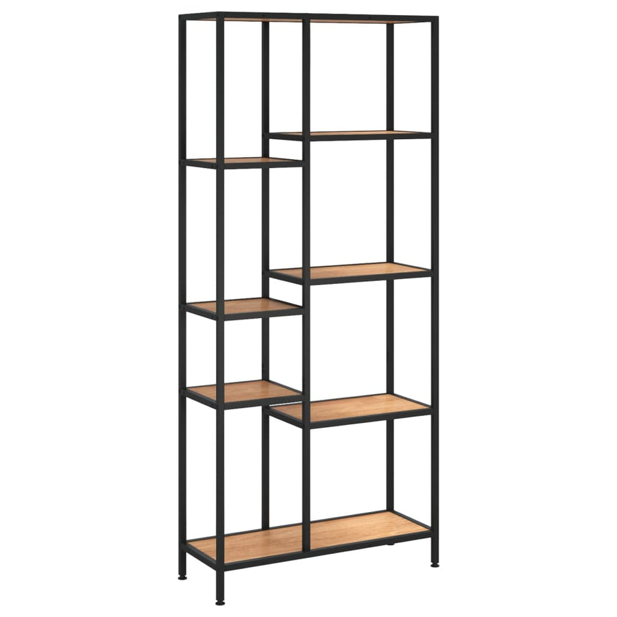 Boekenkast Staal En Bewerkt Hout 80 x 30 x 180 cm Lichtbruin