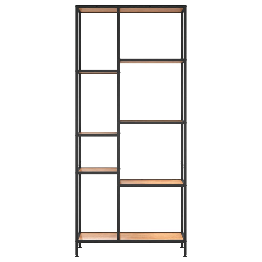 Boekenkast Staal En Bewerkt Hout 80 x 30 x 180 cm Lichtbruin