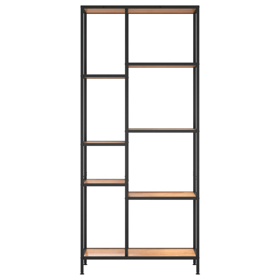 Boekenkast Staal En Bewerkt Hout 80 x 30 x 180 cm Lichtbruin