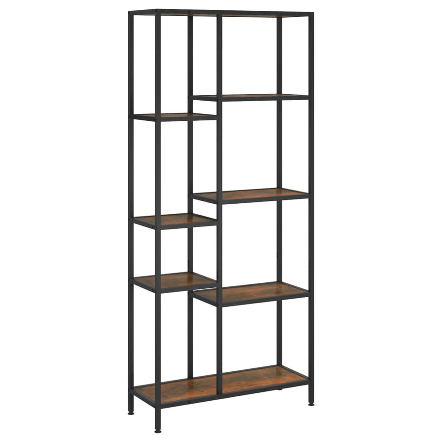 Boekenkast 80X30X180 Cm Staal En Bewerkt Hout