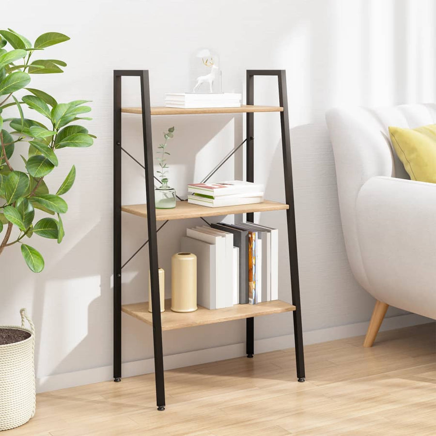 Opbergmeubel Met 3 Lagen 56X35X108 Cm Lichtbruin En Zwart