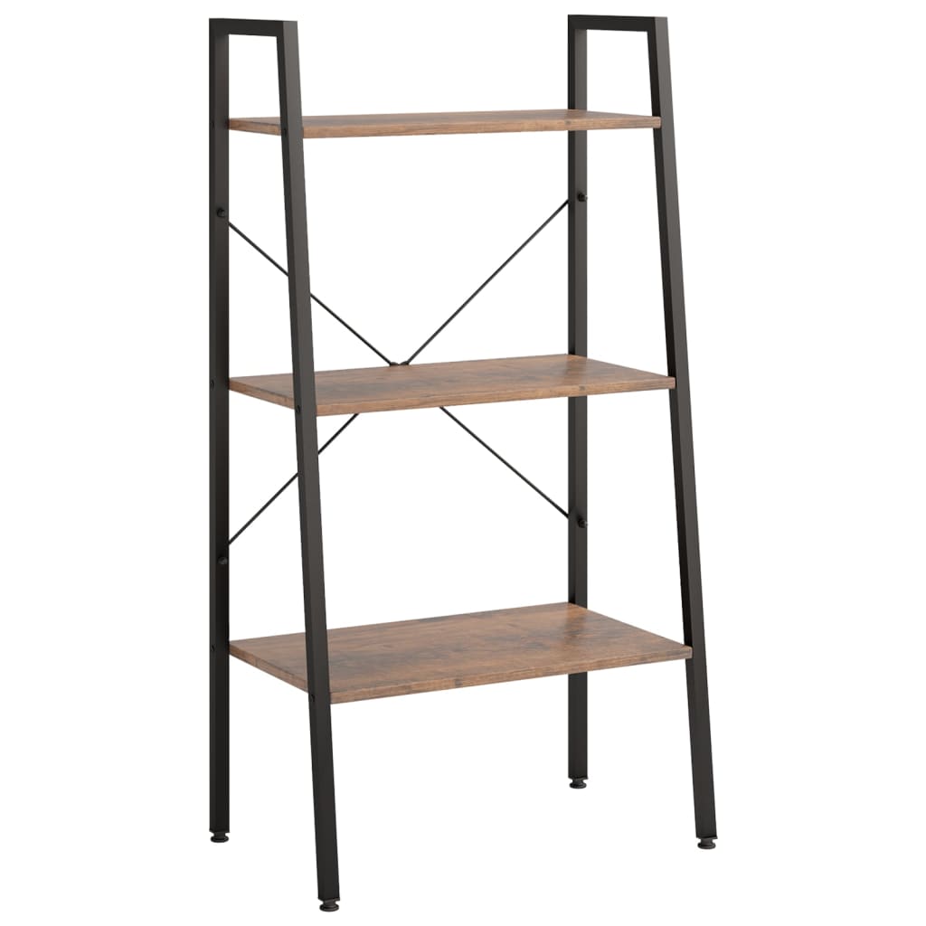 Opbergmeubel Met 3 Lagen 56X35X108 Cm Donkerbruin En Zwart