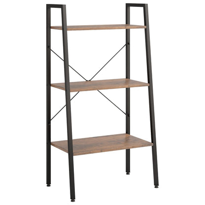Opbergmeubel Met 3 Lagen 56X35X108 Cm Donkerbruin En Zwart