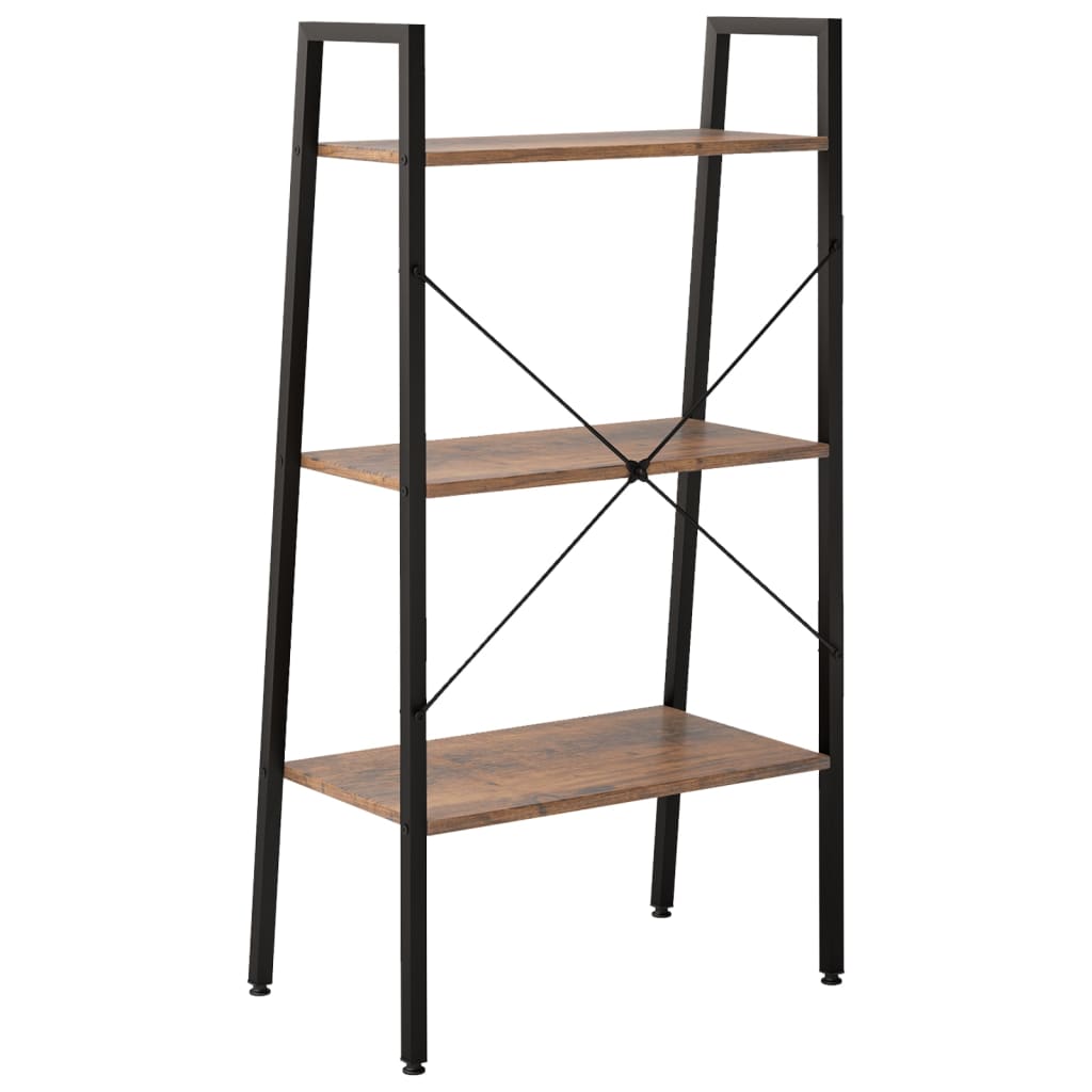 Opbergmeubel Met 3 Lagen 56X35X108 Cm Donkerbruin En Zwart