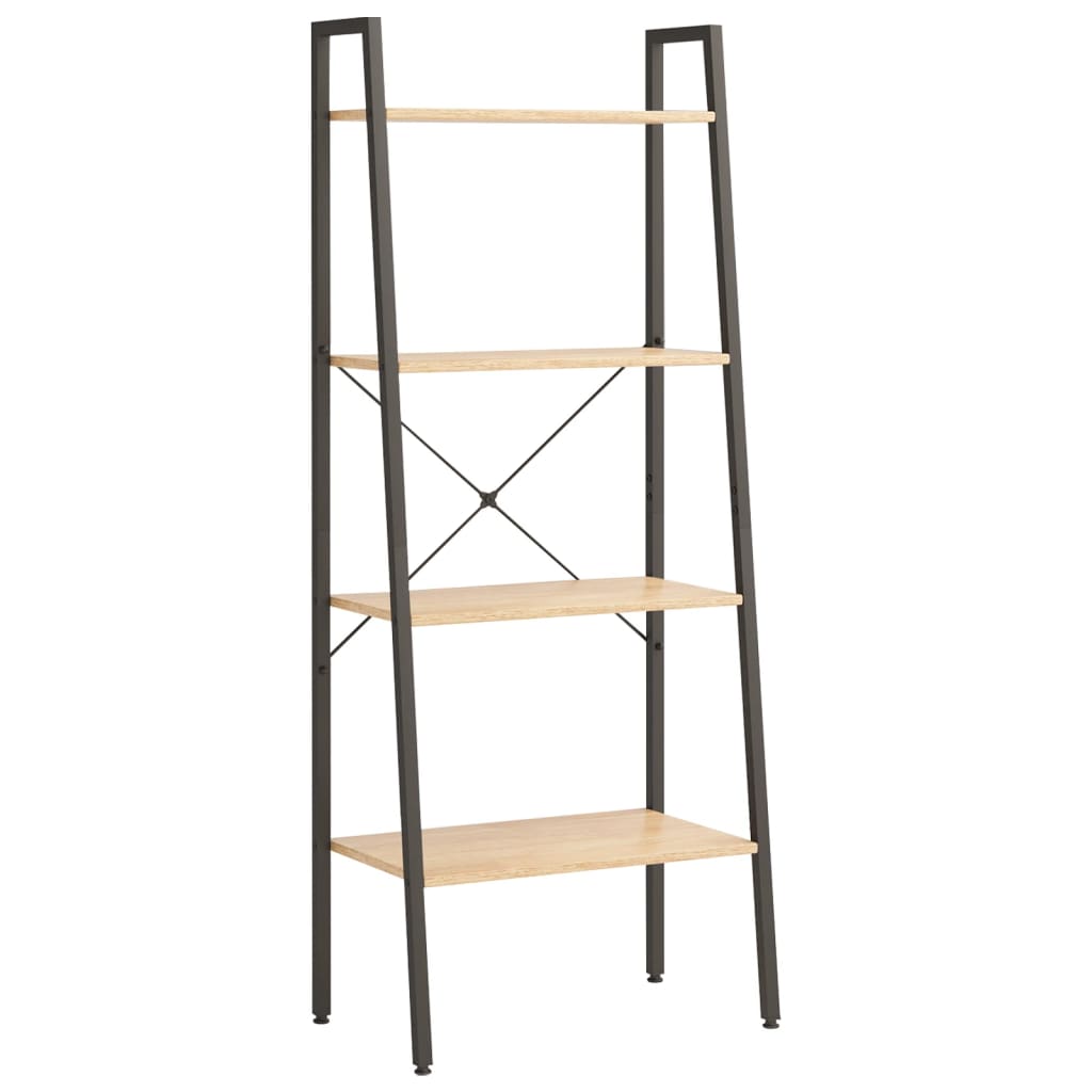 Ladderrek Met 4 Schappen 56X35X140 Cm Lichtbruin En Zwart