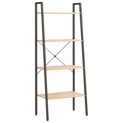 Ladderrek Met 4 Schappen 56X35X140 Cm Lichtbruin En Zwart