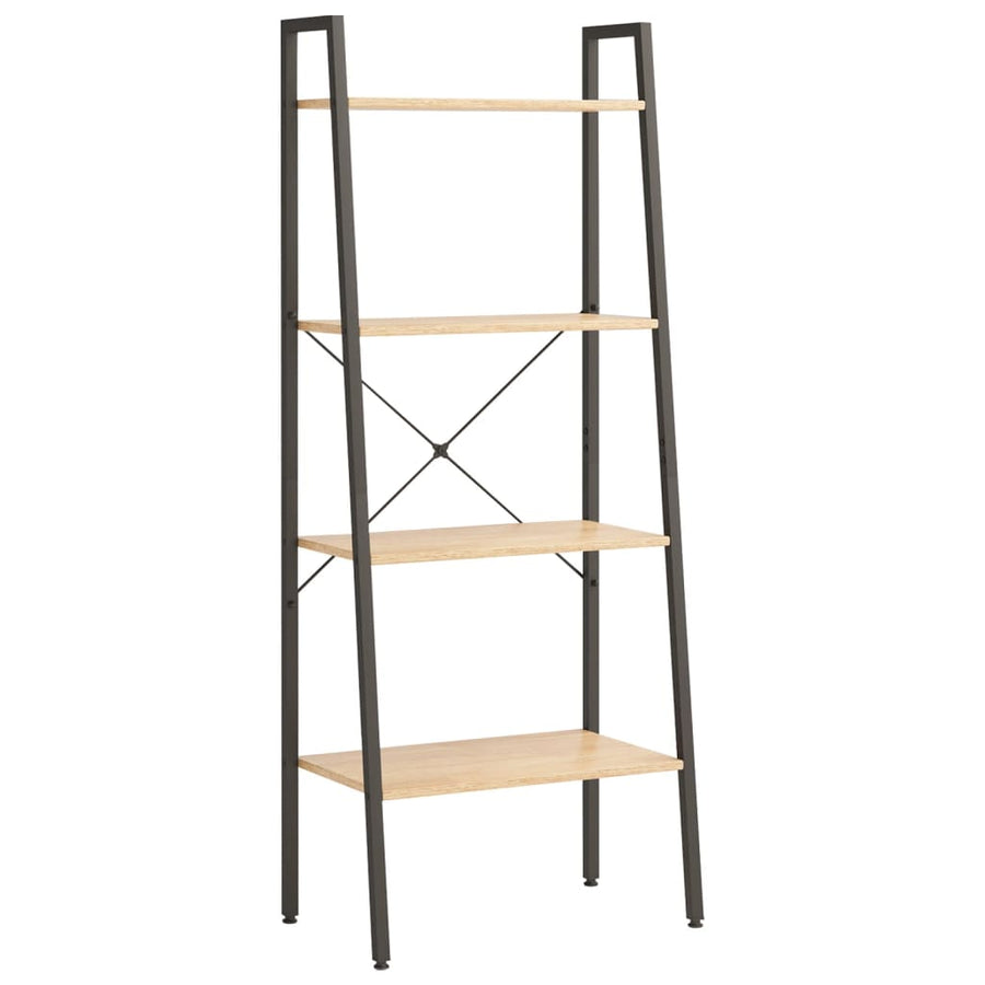 Ladderrek Met 4 Schappen 56X35X140 Cm Lichtbruin En Zwart