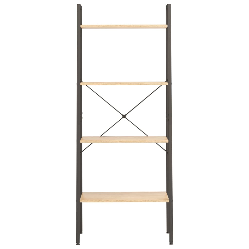 Ladderrek Met 4 Schappen 56X35X140 Cm Lichtbruin En Zwart