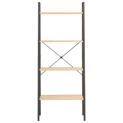 Ladderrek Met 4 Schappen 56X35X140 Cm Lichtbruin En Zwart