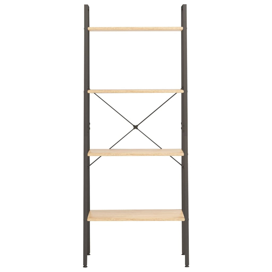 Ladderrek Met 4 Schappen 56X35X140 Cm Lichtbruin En Zwart