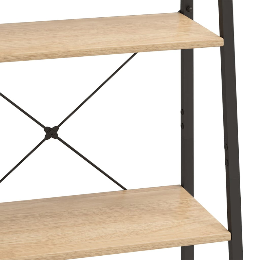 Ladderrek Met 4 Schappen 56X35X140 Cm Lichtbruin En Zwart