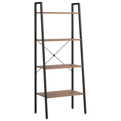 Ladderrek Met 4 Schappen 56X35X140 Cm Donkerbruin En Zwart