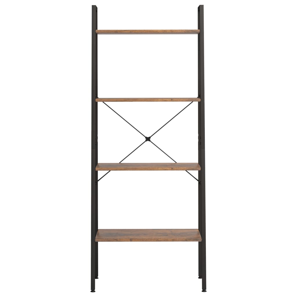 Ladderrek Met 4 Schappen 56X35X140 Cm Donkerbruin En Zwart