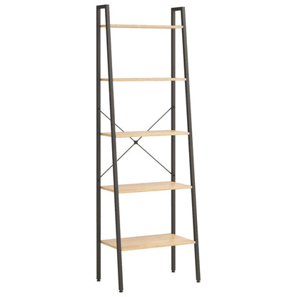 Ladderrek Met 5 Schappen 56X35X174 Cm Lichtbruin En Zwart
