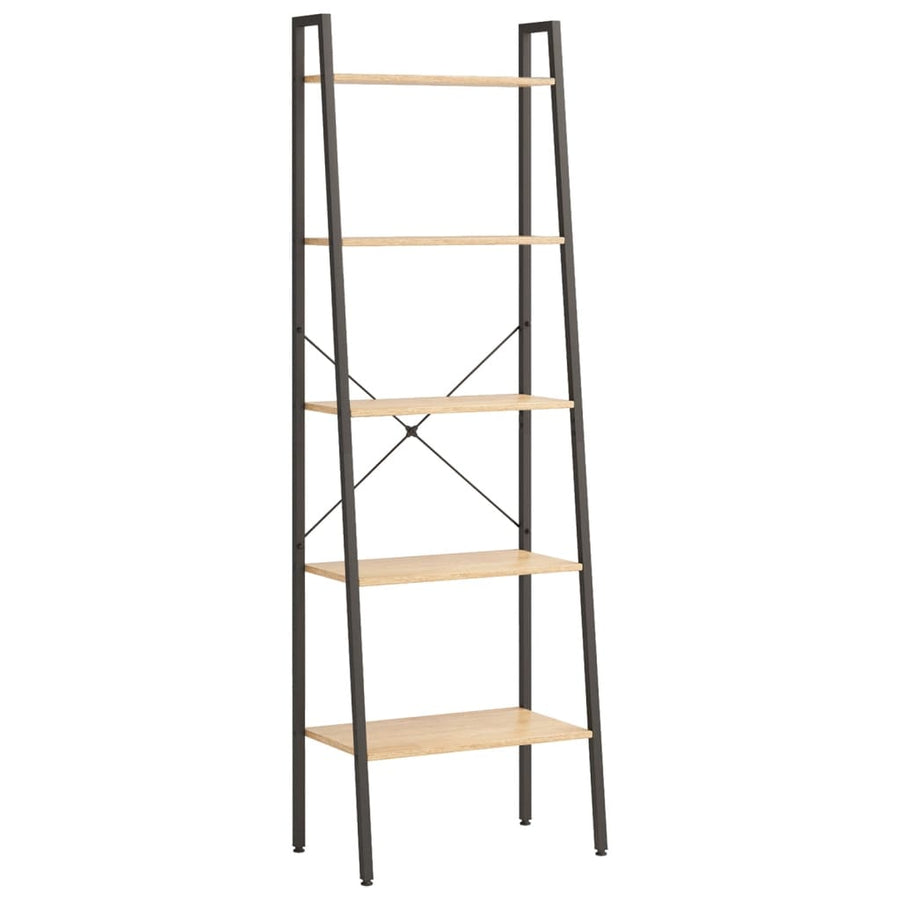 Ladderrek Met 5 Schappen 56X35X174 Cm Lichtbruin En Zwart