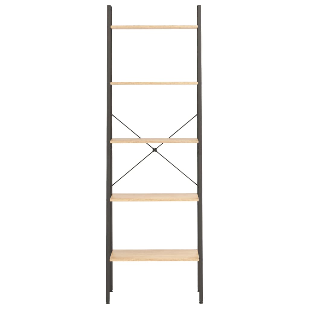 Ladderrek Met 5 Schappen 56X35X174 Cm Lichtbruin En Zwart