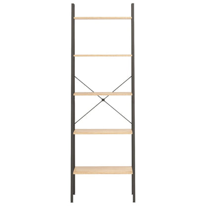 Ladderrek Met 5 Schappen 56X35X174 Cm Lichtbruin En Zwart