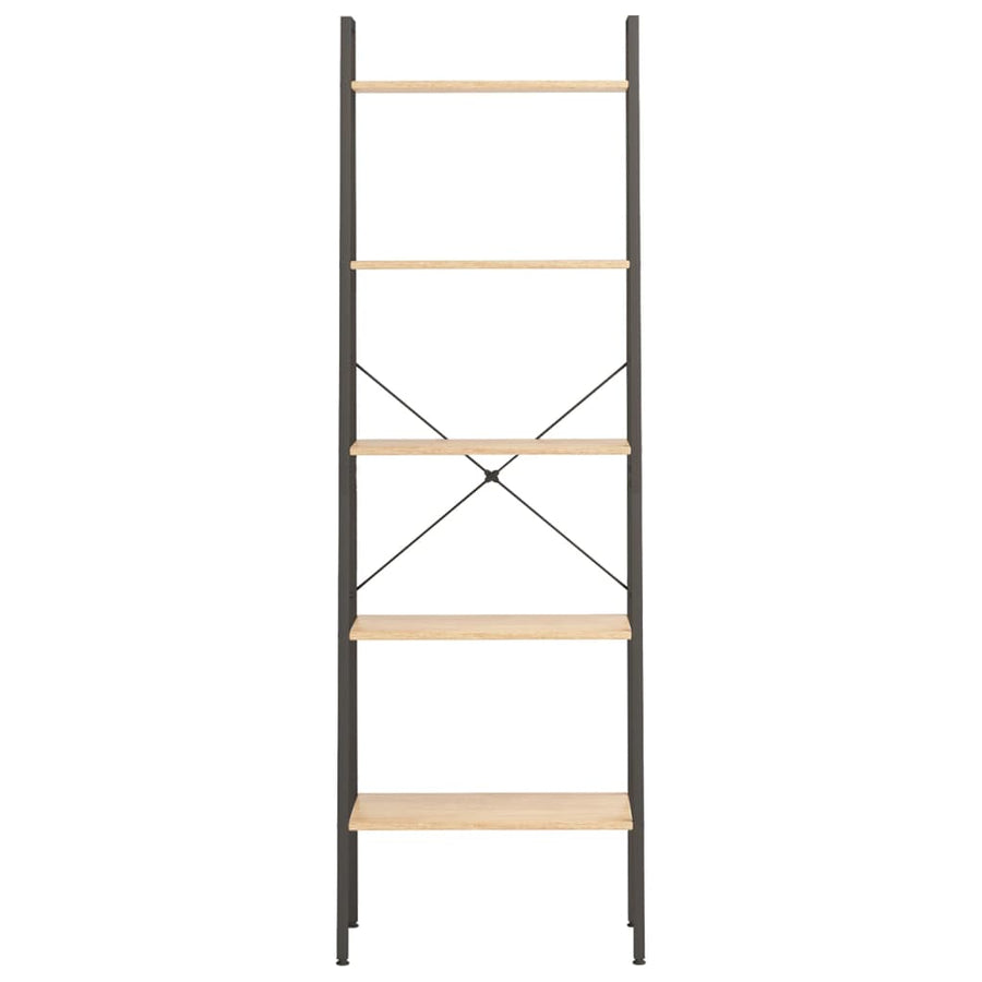 Ladderrek Met 5 Schappen 56X35X174 Cm Lichtbruin En Zwart