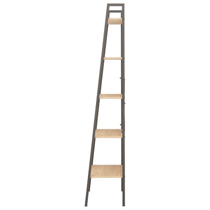 Ladderrek Met 5 Schappen 56X35X174 Cm Lichtbruin En Zwart