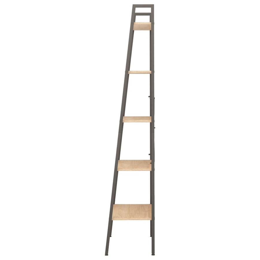 Ladderrek Met 5 Schappen 56X35X174 Cm Lichtbruin En Zwart