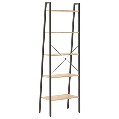 Ladderrek Met 5 Schappen 56X35X174 Cm Lichtbruin En Zwart