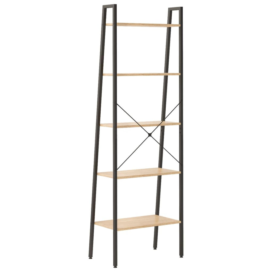 Ladderrek Met 5 Schappen 56X35X174 Cm Lichtbruin En Zwart