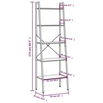 Ladderrek Met 5 Schappen 56X35X174 Cm Lichtbruin En Zwart