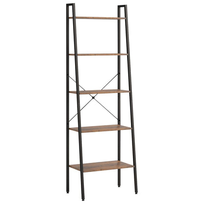 Ladderrek Met 5 Schappen 56X35X174 Cm Donkerbruin En Zwart