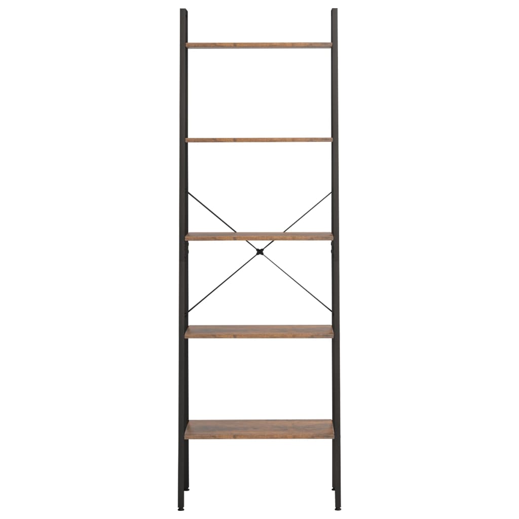 Ladderrek Met 5 Schappen 56X35X174 Cm Donkerbruin En Zwart