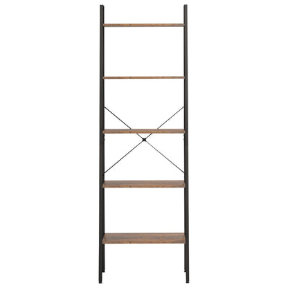 Ladderrek Met 5 Schappen 56X35X174 Cm Donkerbruin En Zwart