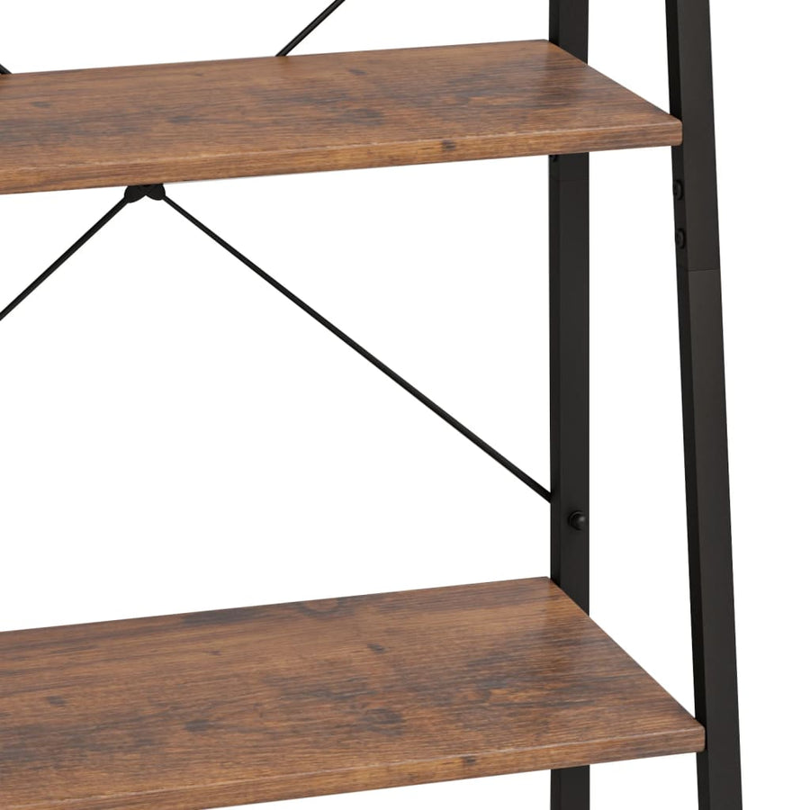 Ladderrek Met 5 Schappen 56X35X174 Cm Donkerbruin En Zwart