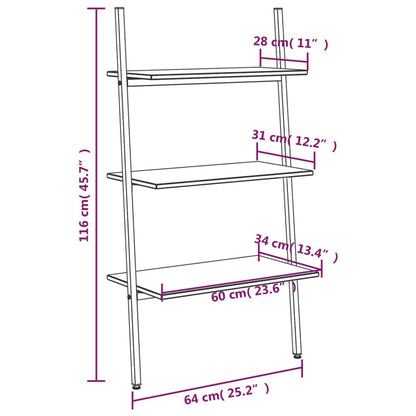 Ladderrek Met 3 Schappen 64X34X116 Cm Lichtbruin En Zwart