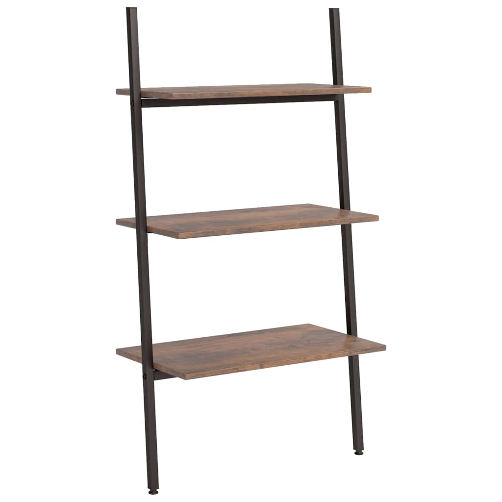 Ladderrek Met 3 Schappen 64X34X116 Cm Donkerbruin En Zwart