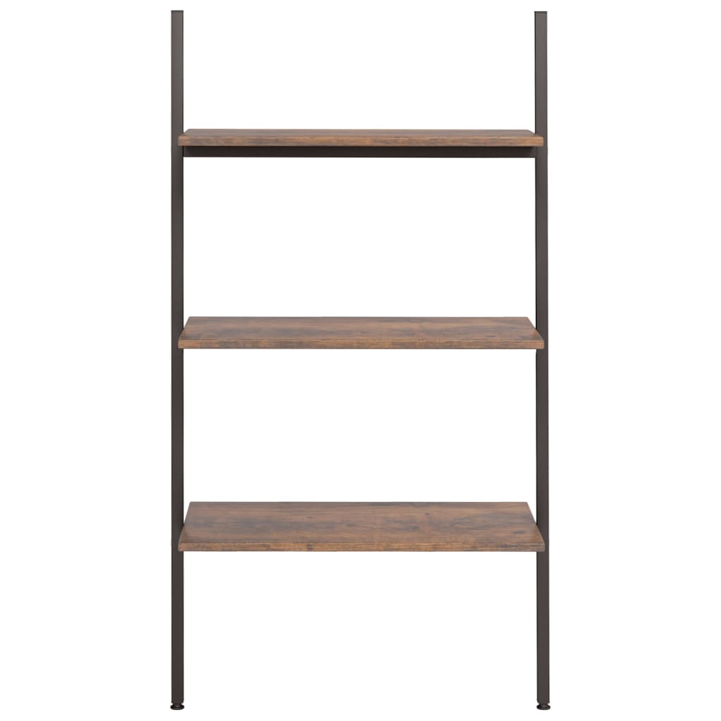 Ladderrek Met 3 Schappen 64X34X116 Cm Donkerbruin En Zwart