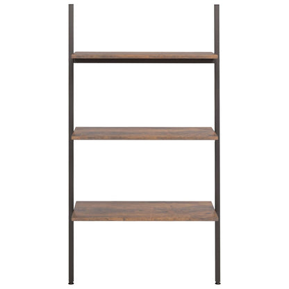Ladderrek Met 3 Schappen 64X34X116 Cm Donkerbruin En Zwart