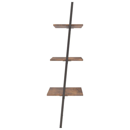 Ladderrek Met 3 Schappen 64X34X116 Cm Donkerbruin En Zwart