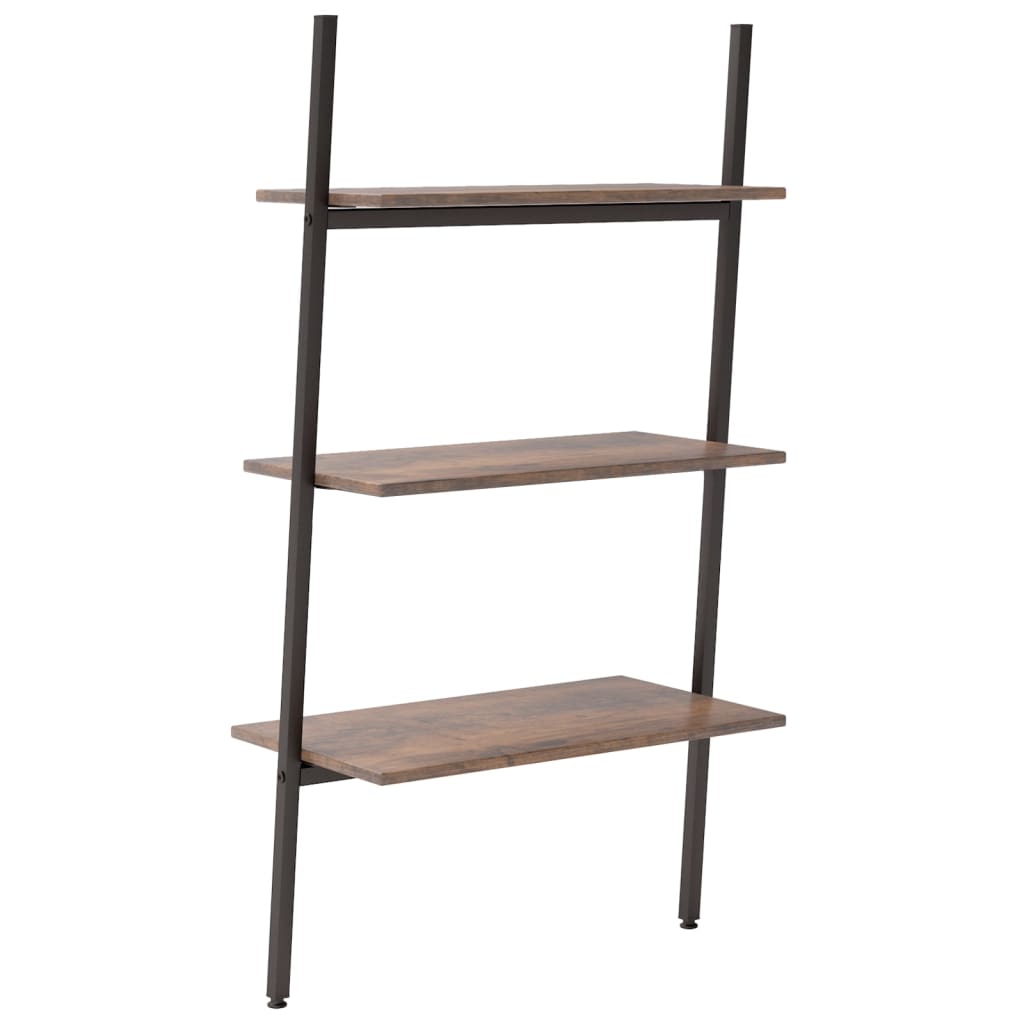 Ladderrek Met 3 Schappen 64X34X116 Cm Donkerbruin En Zwart