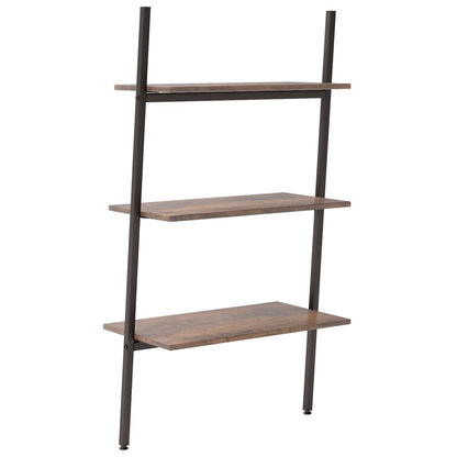 Ladderrek Met 3 Schappen 64X34X116 Cm Donkerbruin En Zwart