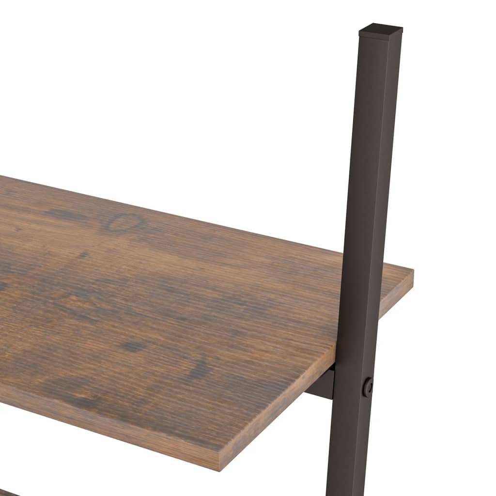Ladderrek Met 3 Schappen 64X34X116 Cm Donkerbruin En Zwart