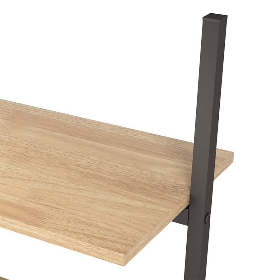 Ladderrek Met 4 Schappen 64X34X150,5 Cm Lichtbruin En Zwart