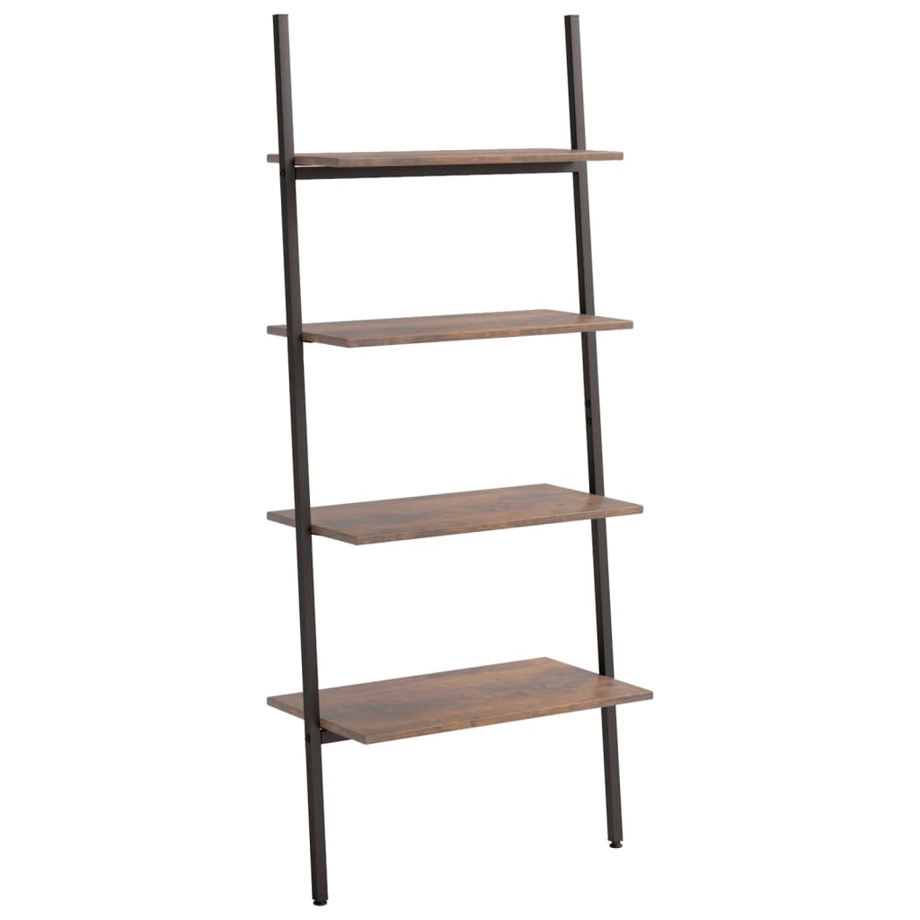 Ladderrek Met 4 Schappen 64X34X150,5 Cm En Zwart 150.5 cm Donkerbruin