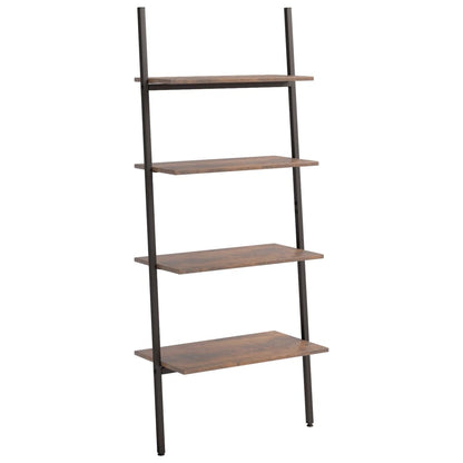 Ladderrek Met 4 Schappen 64X34X150,5 Cm En Zwart 150.5 cm Donkerbruin