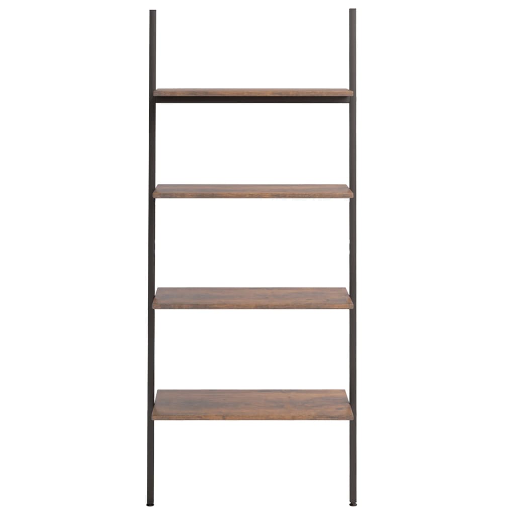 Ladderrek Met 4 Schappen 64X34X150,5 Cm En Zwart 150.5 cm Donkerbruin