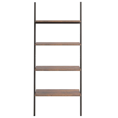 Ladderrek Met 4 Schappen 64X34X150,5 Cm En Zwart 150.5 cm Donkerbruin