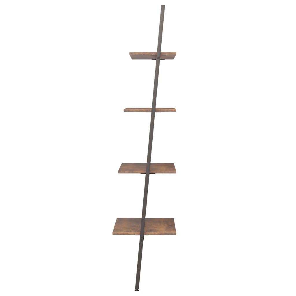 Ladderrek Met 4 Schappen 64X34X150,5 Cm En Zwart 150.5 cm Donkerbruin