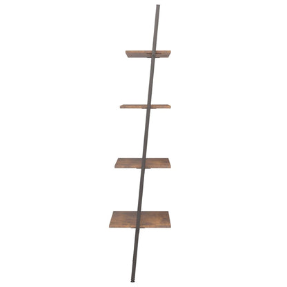 Ladderrek Met 4 Schappen 64X34X150,5 Cm En Zwart 150.5 cm Donkerbruin